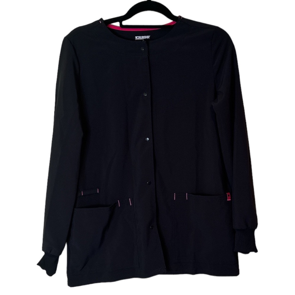 Scrubstar Black Long Sleeve Button Up Scrub Top Size XS